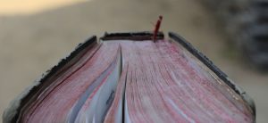 an-old-red-bible-gone-through-time